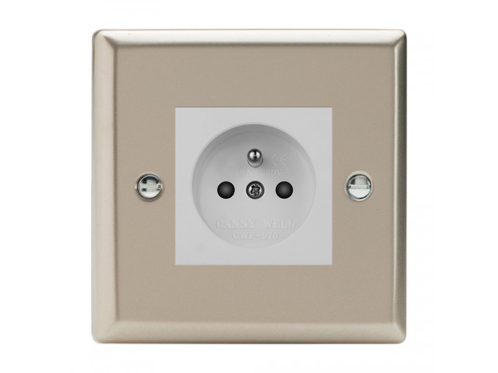 Klasický - Satén 1-Síťová zásuvka MAINS SOCKET - PIN CZ modul 16A do rámečků DataGrid (2 místa) - černá (Barva vnitřku Bílá, Verze Česká)