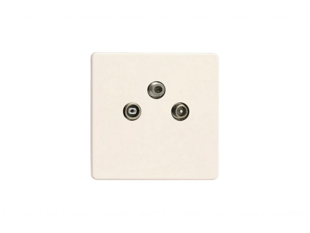 Designová zásuvka Mutimediální zásuvka MEDIA SOCKET - 3-modulový TV/Radio BEZŠROUBKOVÉ - matně bílá, socket_XEY3RTVS.MW_screwless_matt-white