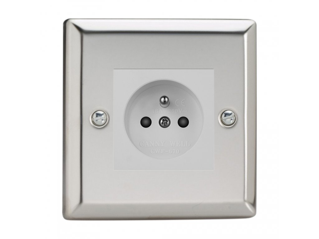 Klasický - leštěný chrom 1 - Síťová zásuvka MAINS SOCKET - PIN CZ modul 16A do rámečků DataGrid (2 místa) - černá (Barva vnitřku Bílá, Verze Česká)