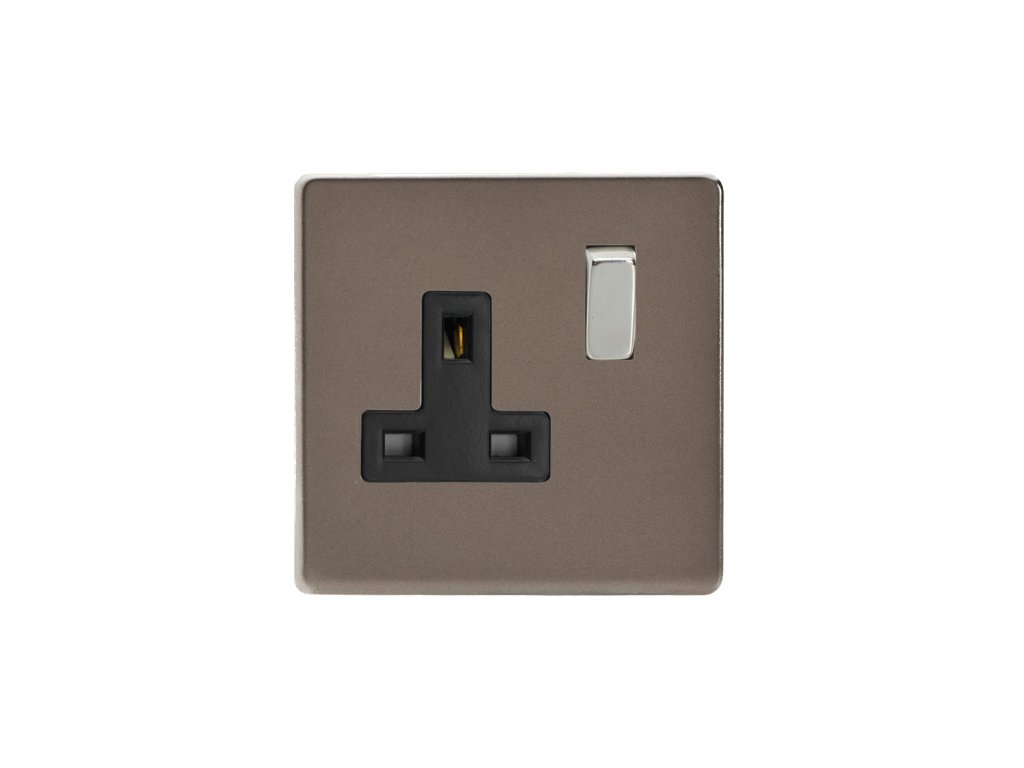 Designová zásuvka Síťová zásuvka MAINS SOCKET - Bezšroubkový - 1-modulový - cínová, Síťová zásuvka MAINS SOCKET - Bezšroubkový - 1-modulový - cínová