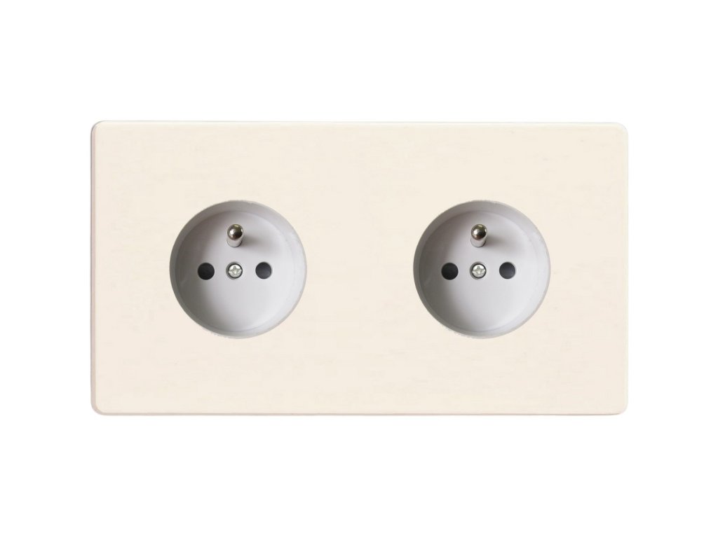 Designová zásuvka Síťová zásuvka MAINS SOCKET - Bezšroubkový - 2-modulový - matně bílá, Síťová zásuvka MAINS SOCKET - Bezšroubkový - 2-modulový - matně bílá