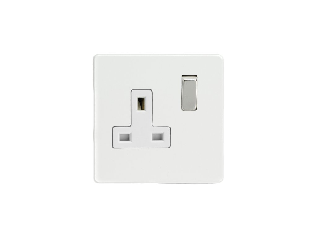 Designová zásuvka Síťová zásuvka MAINS SOCKET - Bezšroubkový - 1-modulový - prémiová bílá, Síťová zásuvka MAINS SOCKET - Bezšroubkový - 1-modulový - prémiová bílá