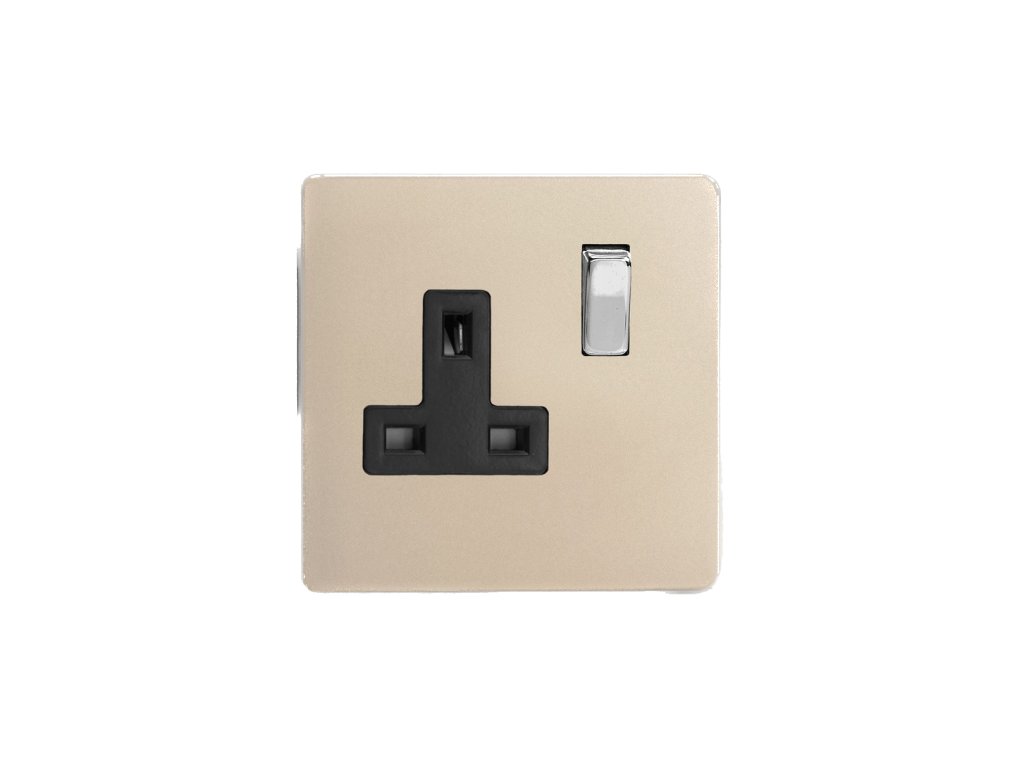 Designová zásuvka Síťová zásuvka MAINS SOCKET - Bezšroubkový - 1-modulový - satén, Síťová zásuvka MAINS SOCKET - Bezšroubkový - 1-modulový - satén