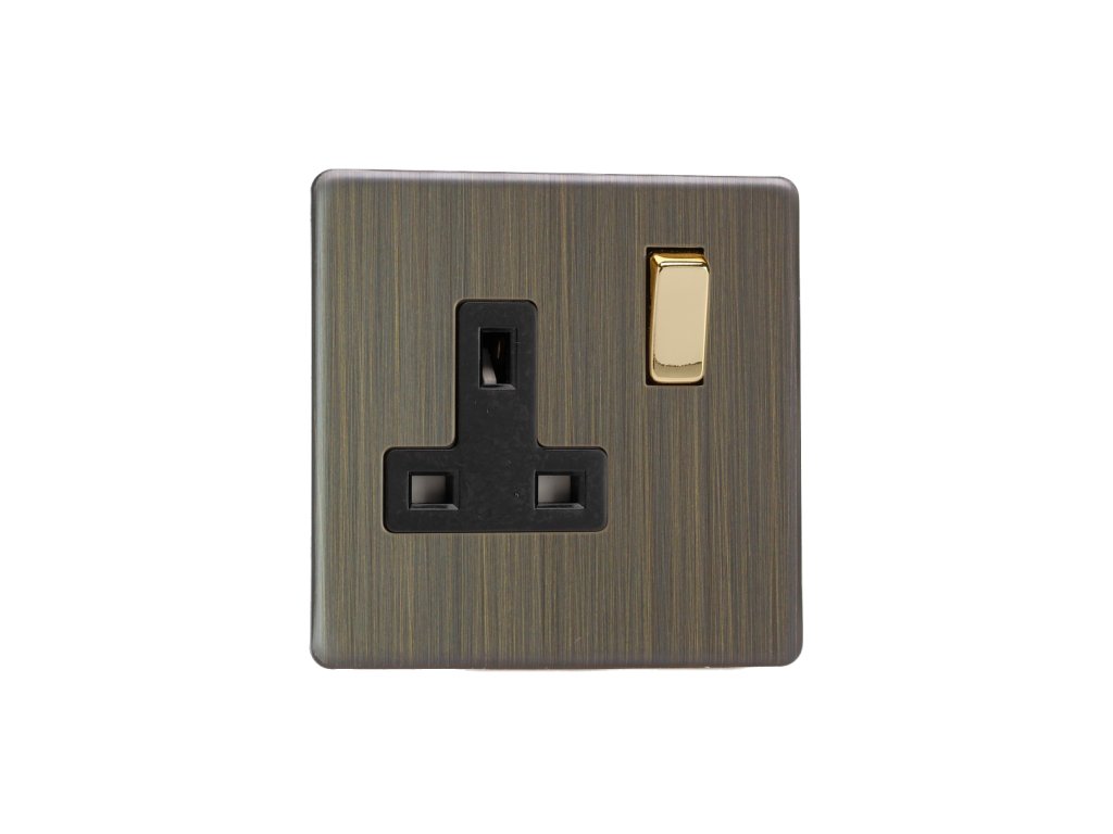 Designová zásuvka Síťová zásuvka MAINS SOCKET - Bezšroubkový - 1-modulový - starožitná mosaz, XDY4BS.AB