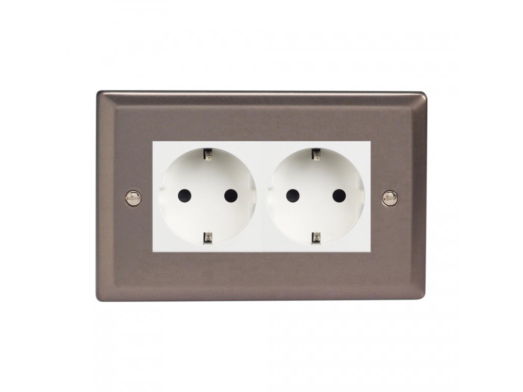 Klasický - Cín 2-Síťová zásuvka MAINS SOCKET - PIN CZ modul 16A do rámečků DataGrid (2 místa) - černá