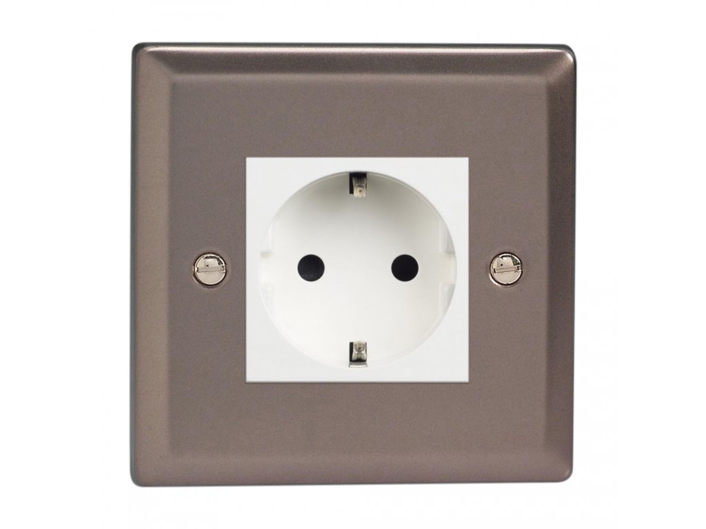 Klasický - Cín 1-Síťová zásuvka MAINS SOCKET - PIN CZ modul 16A do rámečků DataGrid (2 místa) - černá (Barva vnitřku Bílá, Verze Německá)