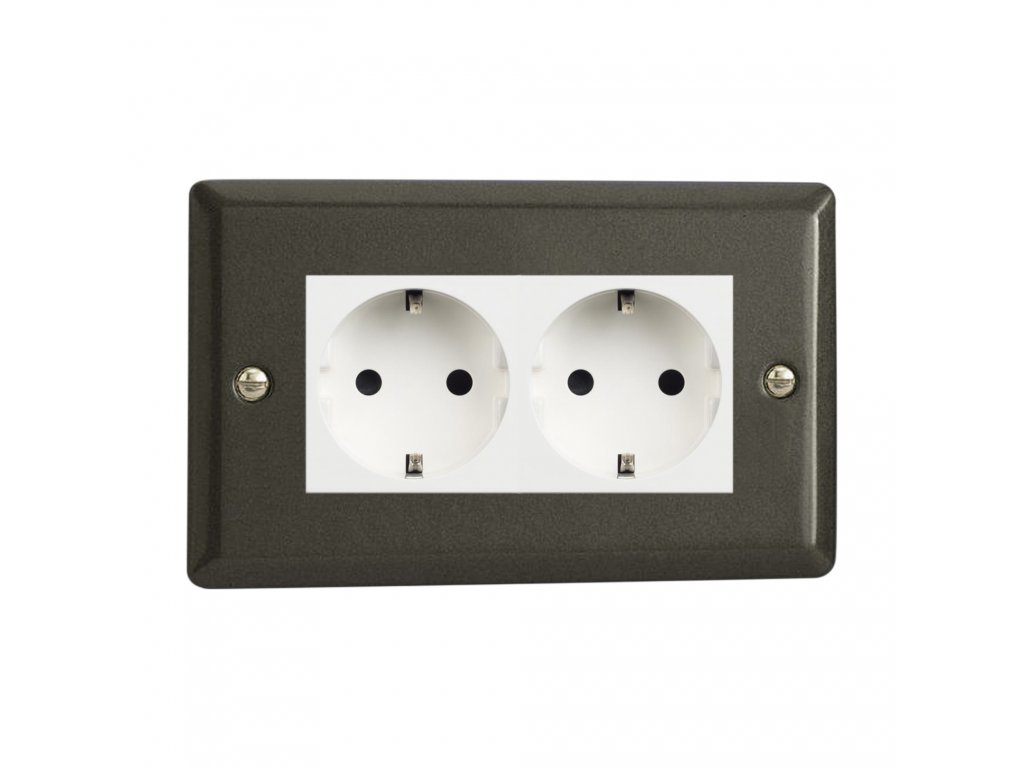 Klasický - Grafit 21 2-Síťová zásuvka MAINS SOCKET - PIN CZ modul 16A do rámečků DataGrid (2 místa) - černá