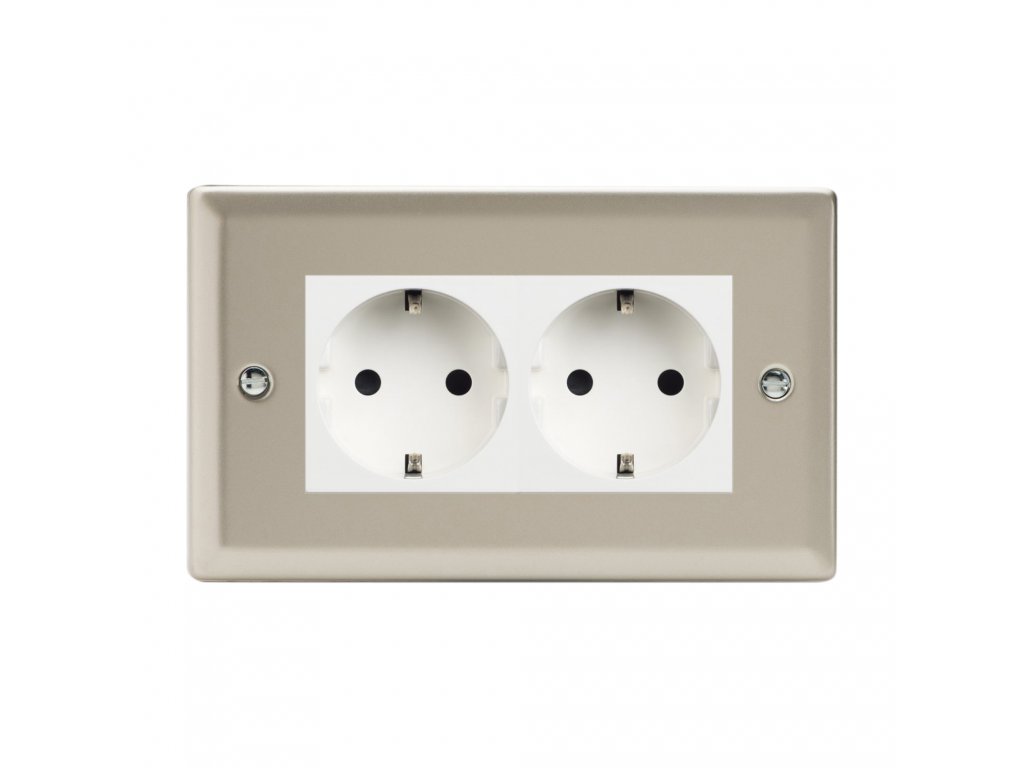 Klasický - Satén 2-Síťová zásuvka MAINS SOCKET - PIN CZ modul 16A do rámečků DataGrid (2 místa) - černá
