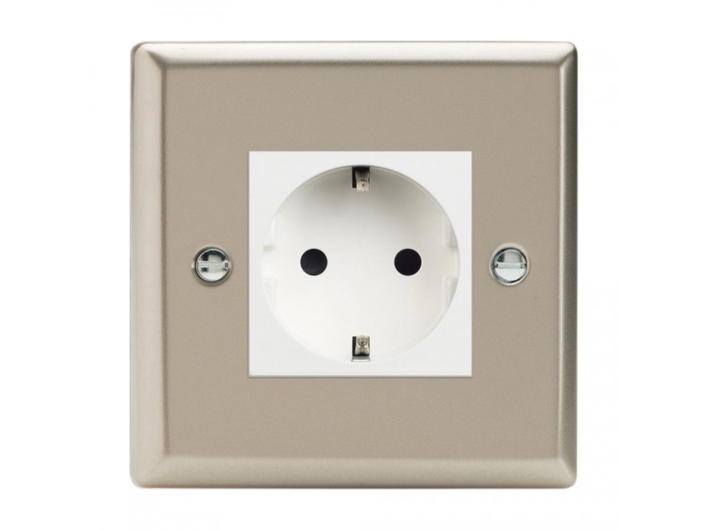 Klasický - Satén 1-Síťová zásuvka MAINS SOCKET - PIN CZ modul 16A do rámečků DataGrid (2 místa) - černá