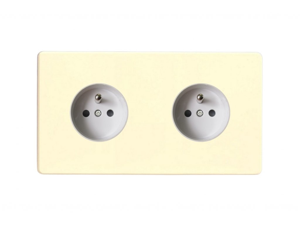 Designová zásuvka Síťová zásuvka MAINS SOCKET - Bezšroubkový - 2-modulový - bílá čokoláda, Síťová zásuvka MAINS SOCKET - Bezšroubkový - 2-modulový - bílá čokoláda (Barva vnitřku Bílá, Technologie a funkce 16A, Verze česká)