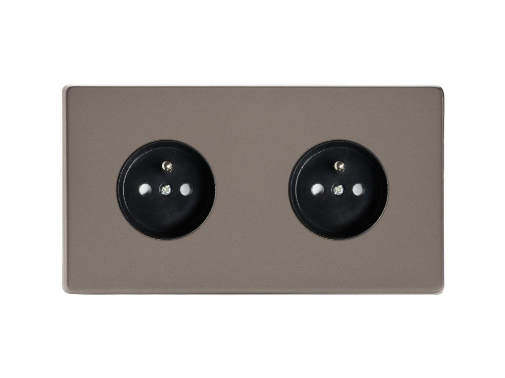 Designová zásuvka Síťová zásuvka MAINS SOCKET - Bezšroubkový - 2-modulový - cínová, Síťová zásuvka MAINS SOCKET - Bezšroubkový - 2-modulový - cínová