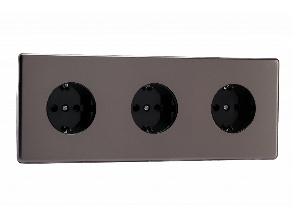 Designová zásuvka Síťová zásuvka MAINS SOCKET - Bezšroubkový - 3-modulový - cínová, Síťová zásuvka MAINS SOCKET - Bezšroubkový - 3-modulový - cínová
