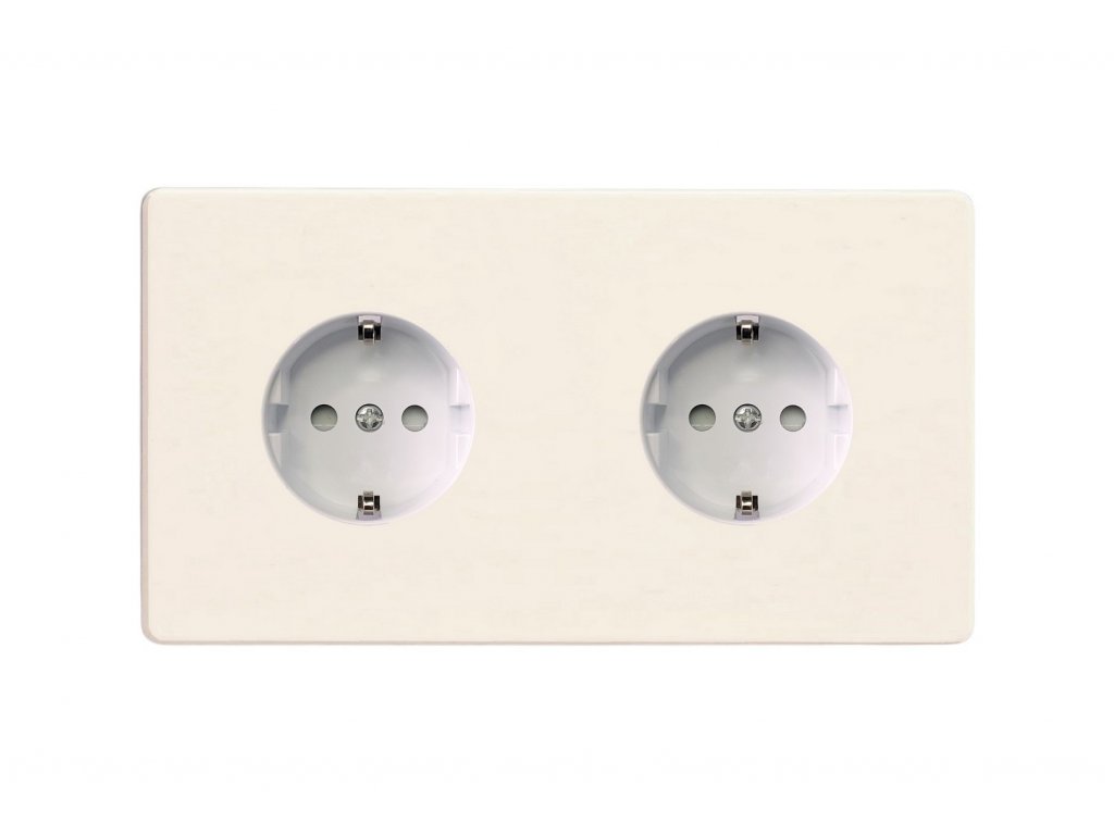 Designová zásuvka Síťová zásuvka MAINS SOCKET - Bezšroubkový - 2-modulový - matně bílá, Síťová zásuvka MAINS SOCKET - Bezšroubkový - 2-modulový - matně bílá