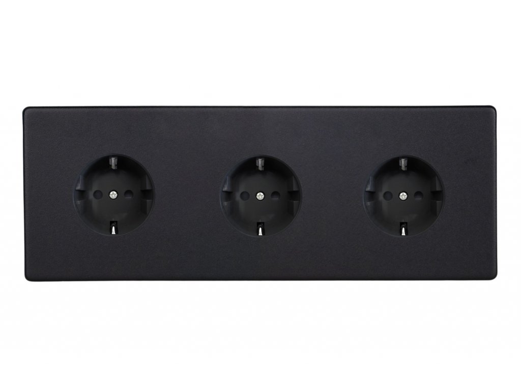 Designová zásuvka Síťová zásuvka MAINS SOCKET - Bezšroubkový - 3-modulový - matně černá, Síťová zásuvka MAINS SOCKET - Bezšroubkový - 3-modulový - matně černá