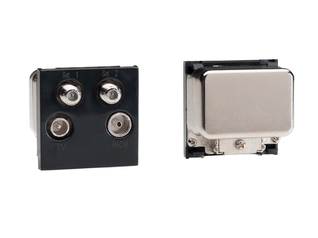 Média zásuvka Varilight - Quadplex Module TV/Sat/FM (+DAB) modul do rámečků DataGrid (2 místa) (Barva Bílá)