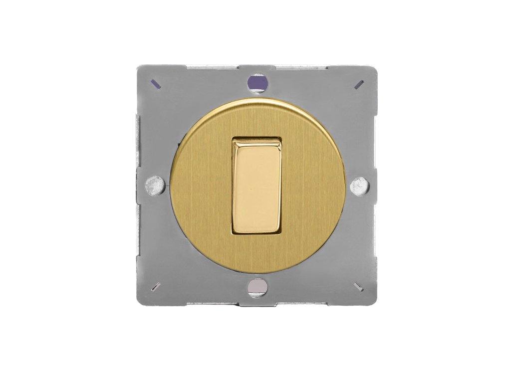 Designový vypínaè Kolébkový vypínaè ROCKER - 1-modulový schodiový (è.6); jednosmìrný (è.1) 10A 1-pólový BEZROUBKOVÉ - kartáèovaná mosaz / mosazná kolébka, varigrid rocker Z1EG1B