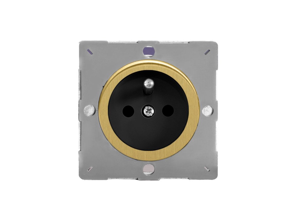 Designová zásuvka Síťová zásuvka MAINS SOCKET - 1-modulový 16A česká PIN BEZŠROUBKOVÉ - kartáčovaná mosaz / černá, varigrid-mains-socket_Z1EG4FBB.jpg_brushed-brass