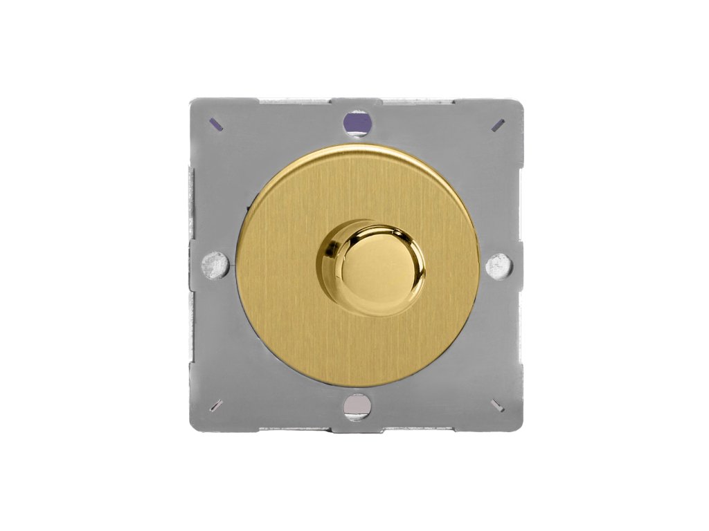 Luxusní stmívač Rotační stmívač DIMMER - 1-modulový schodišťový (č.6) 15-180 W (max 24 LEDs) 0.78A 1-pólový LED MODULÁRNÍ - kartáčovaná mosaz / leštěný mosazný knoflík, EGKP1B removebg preview