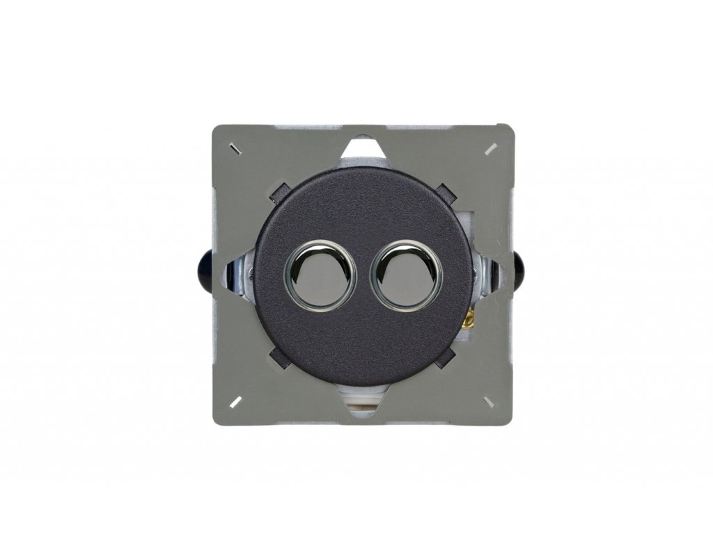 Designový vypínač Tlačítkový vypínač IMPULSE - 2-modulový schodišťový (č.6); jednosměrný (č.1) 6A 1-pólový MODULÁRNÍ - matně černá / černé (lesklé) iridium, EGP2Y.MB removebg preview