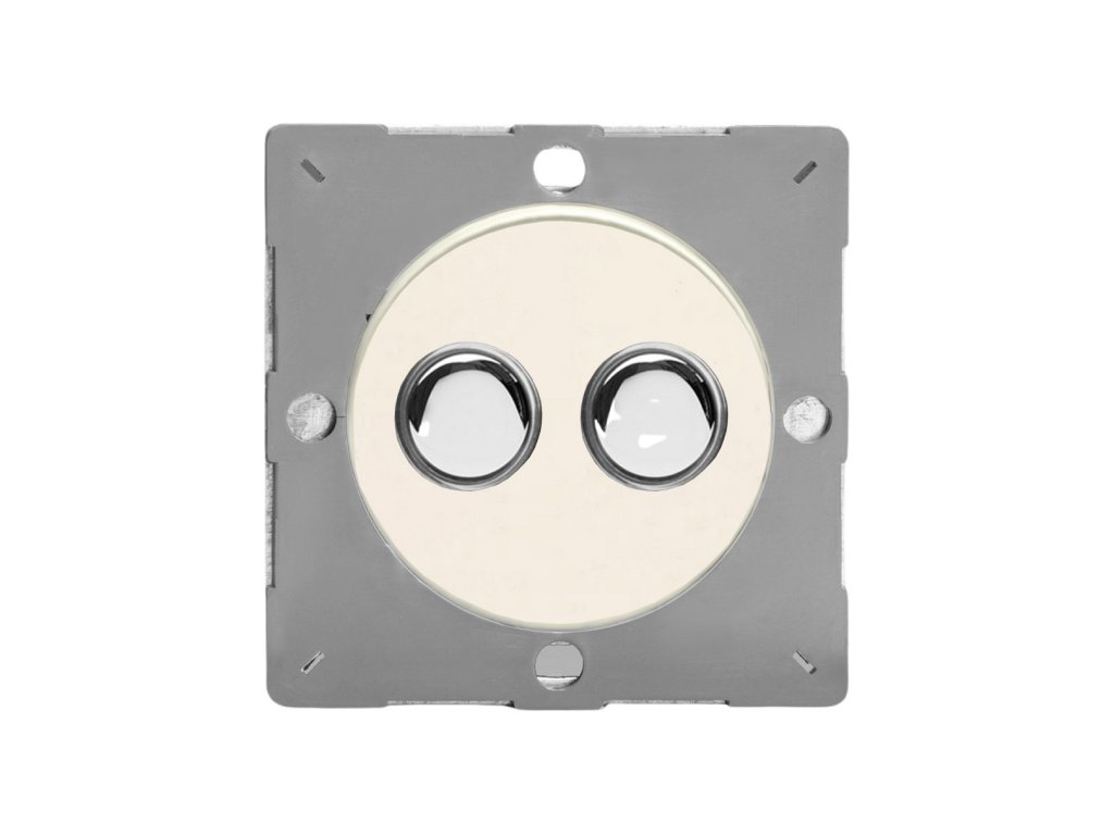 Designový vypínač Tlačítkový vypínač IMPULSE - 2-modulový jednosměrný (č.1) 6A 1-pólový momentový MODULÁRNÍ - matně bílá / chrom tlačítko, varigrid momentary Z1EGP2Y.MW