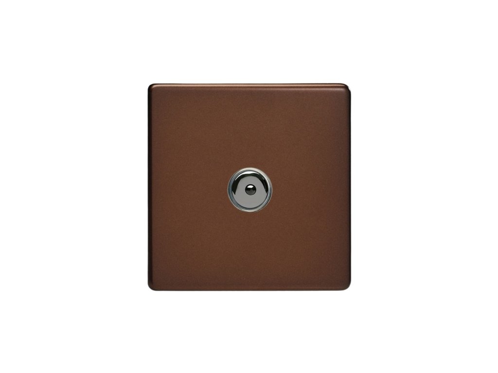 Designový vypínač Tlačítkový vypínač IMPULSE - 1-modulový jednosměrný (č.1) 0-100 W (max 10 LEDs) 1.3A 1-pólový LED s dálkovým BEZŠROUBKOVÉ - moka / černé (lesklé) iridium, IJDMI101S