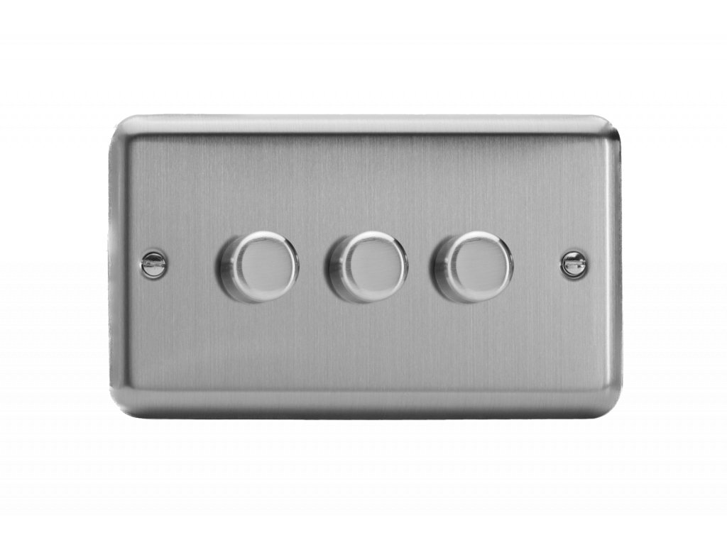 Luxusní stmívač Rotační stmívač DIMMER - 3-modulový - KLASICKÉ - Matně chromová, HS23
