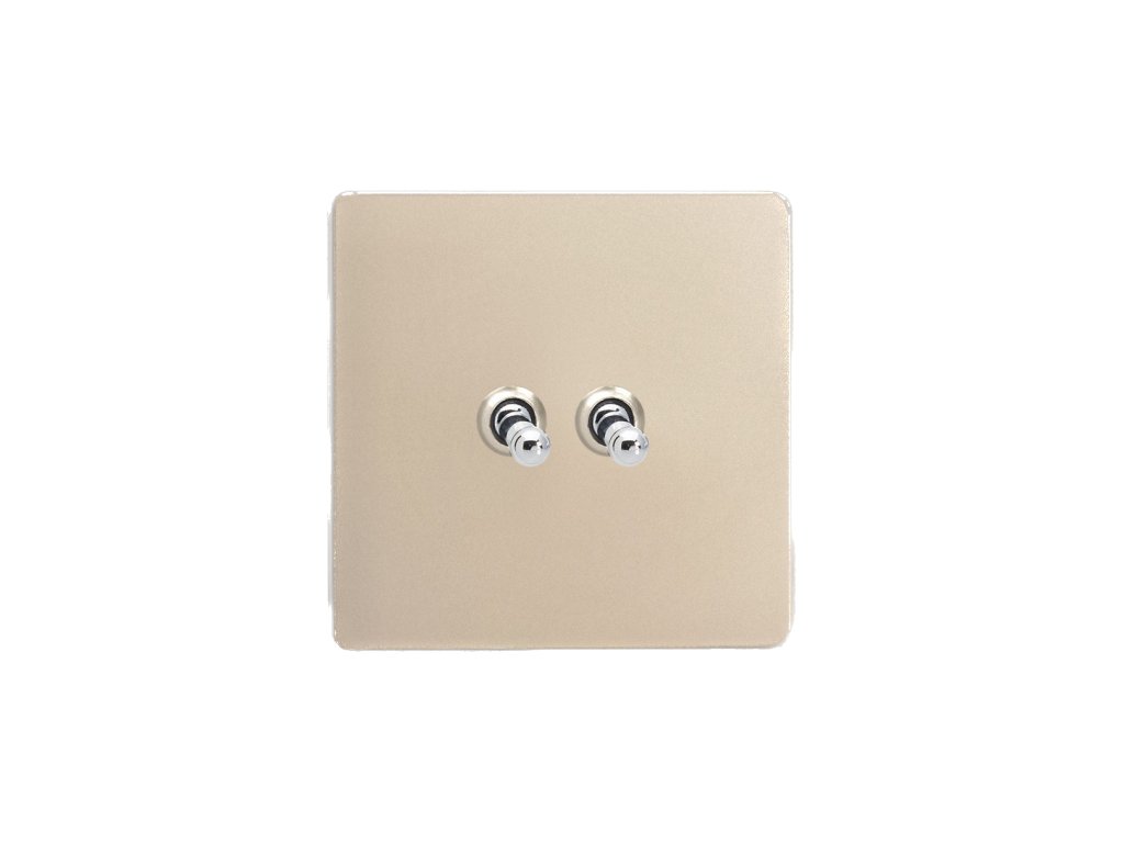 Designový vypínač Páčkový vypínač TOGGLE - 2-modulový křížový (č.7) 10A 1-pólový BEZŠROUBKOVÉ - satén / chromová páčka, XDNT2S