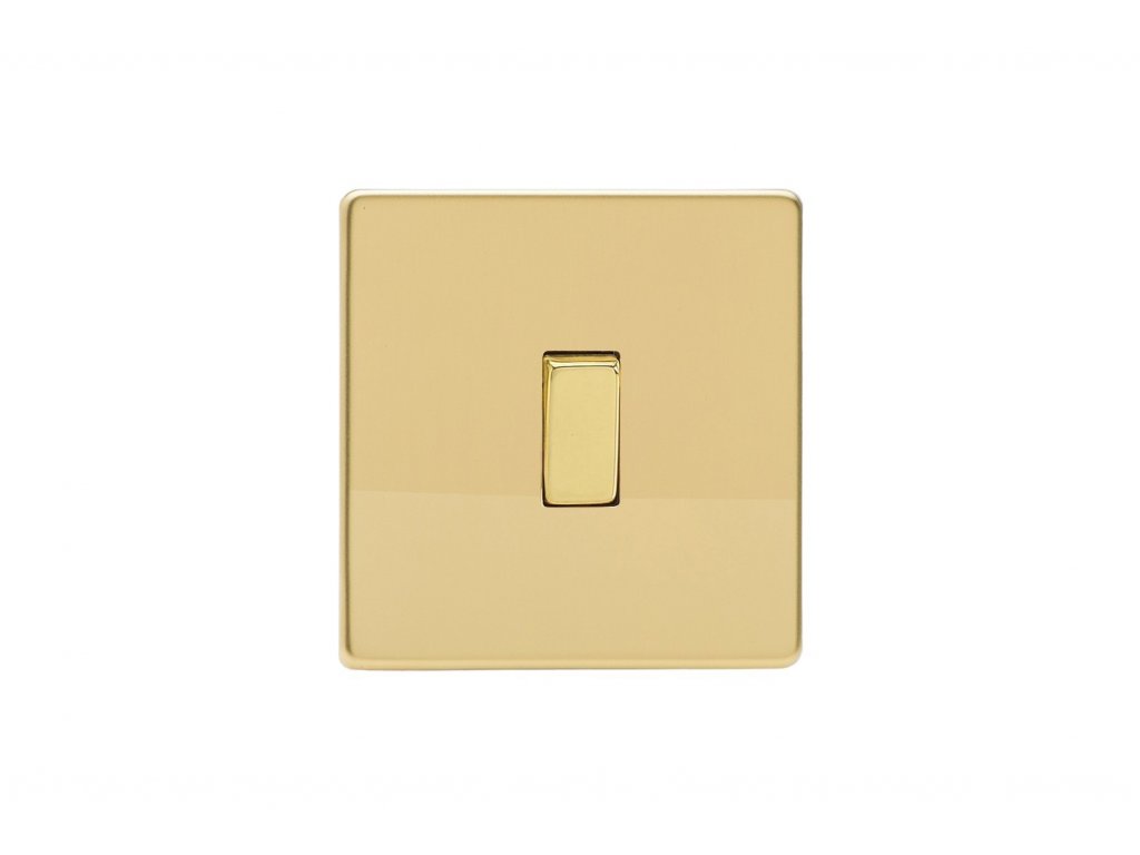 Designový vypínač Kolébkový vypínač ROCKER - 1-modulový křížový (č.7) 10A 1-pólový BEZŠROUBKOVÉ - leštěná mosaz / mosazná kolébka, XDV1S