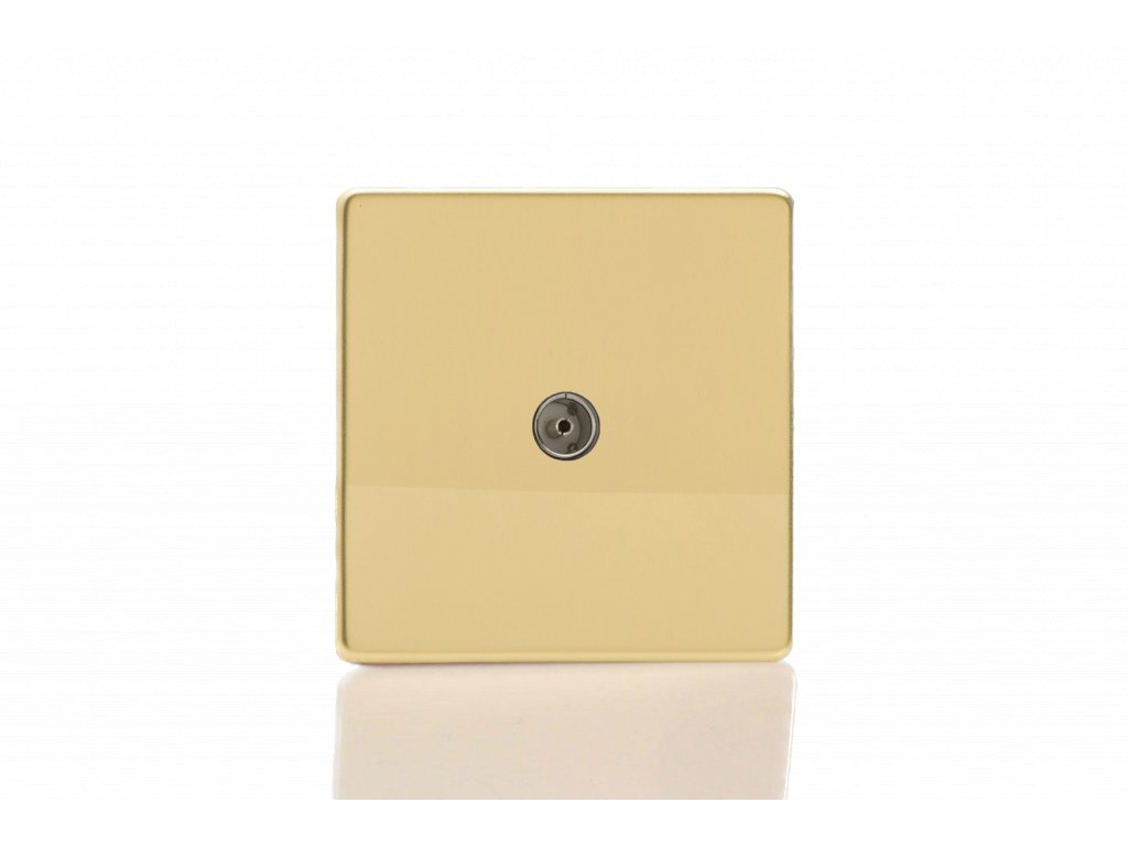 Designová zásuvka Mutimediální zásuvka MEDIA SOCKET - 1-modulový TV/Radio BEZŠROUBKOVÉ - leštěná mosaz, XDV8S