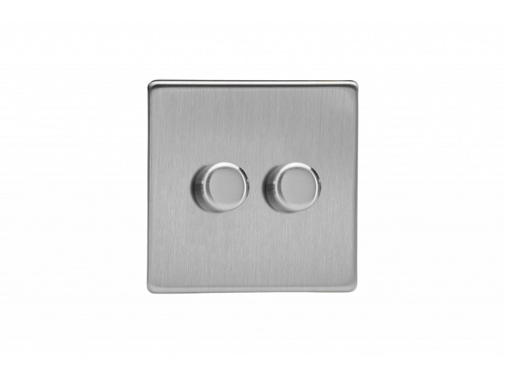 Luxusní stmívač Rotační stmívač DIMMER - 2-modulový - BEZŠROUBKOVÉ - Kartáčovaná ocel, HDS2S