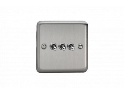 Designový vypínaè Páèkový vypínaè TOGGLE - 3-modulový schodiový (è.6); jednosmìrný (è.1) 10A 1-pólový KLASICKÉ - matnì chromová / chromové páèky, XST3