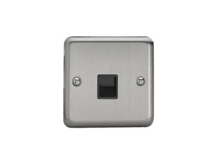 Designová zásuvka Mutimediální zásuvka MEDIA SOCKET - 1-modulový telefon KLASICKÉ - matnì chromová / èerný, XSTMB