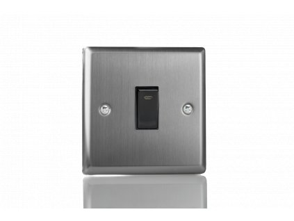 Designový vypínač Kolébkový vypínač ROCKER - 1-modulový 20A 2-pólový KLASICKÉ - kartáčovaná ocel / černá kolébka, XT20NB