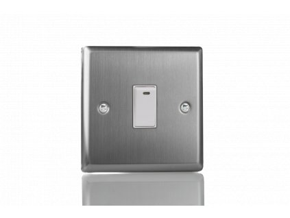 Designový vypínač Kolébkový vypínač ROCKER - 1-modulový 20A 2-pólový KLASICKÉ - kartáčovaná ocel / bílá kolébka, XT20NW