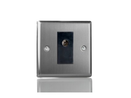 Designová zásuvka Mutimediální zásuvka MEDIA SOCKET - 1-modulový TV/Radio KLASICKÉ - kartáèovaná ocel / èerný, XT8ISOB