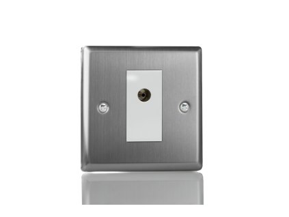 Designová zásuvka Mutimediální zásuvka MEDIA SOCKET - 1-modulový TV/Radio KLASICKÉ - kartáèovaná ocel / bílá, XT8ISOW