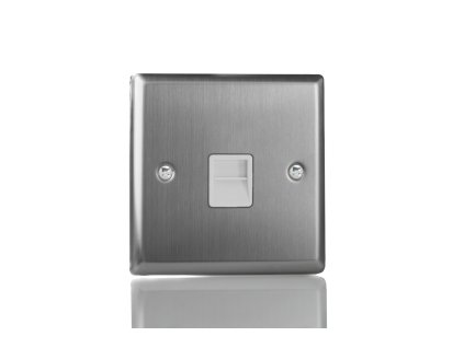 Designová zásuvka Mutimediální zásuvka MEDIA SOCKET - 1-modulový telefon KLASICKÉ - kartáèovaná ocel / bílá, XTTMW