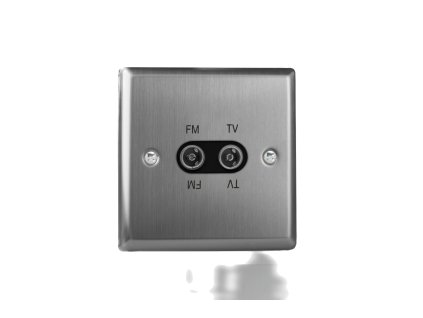 Designová zásuvka Mutimediální zásuvka MEDIA SOCKET - 2-modulový TV/Radio KLASICKÉ - kartáèovaná ocel / èerný, XTTVFMB