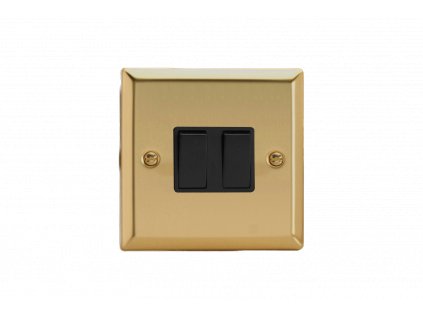 Designový vypínač Kolébkový vypínač ROCKER - 2-modulový schodišťový (č.6); jednosměrný (č.1) 10A 1-pólový KLASICKÉ - leštěná mosaz / černé kolébky, XV2B