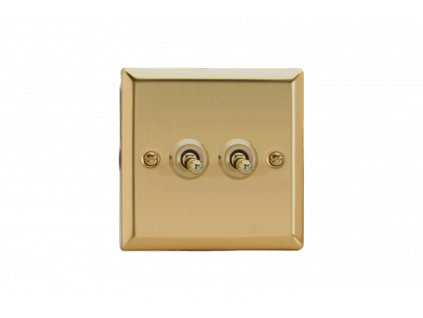 Designový vypínač Páčkový vypínač TOGGLE - 2-modulový křížový (č.7) 10A 1-pólový KLASICKÉ - leštěná mosaz / mosazné páčky, XVT2