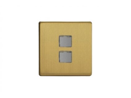 Rámeček PLATE - BEZŠROUBKOVÉ - kartáčovaná mosaz / Keystone, datový dvojitý XEBD2S