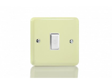 Designový vypínač Kolébkový vypínač ROCKER - 1-modulový schodišťový (č.6); jednosměrný (č.1) 10A 1-pólový KLASICKÉ - bílá čokoláda / bílá kolébka, XY1W.WC