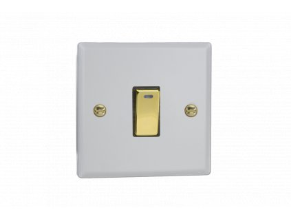 Designový vypínaè Kolébkový vypínaè ROCKER - 1-modulový 20A 2-pólový KLASICKÉ - matnì bílá / letìná mosaz, XY20NV.MW