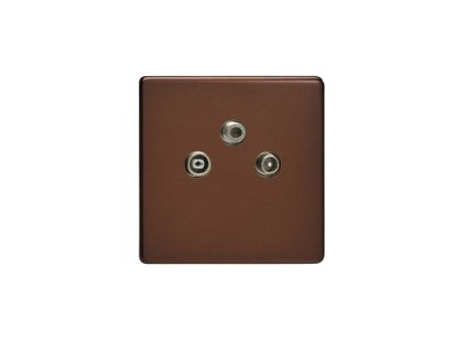 Designová zásuvka Multimediální zásuvka MEDIA SOCKET - 3-modulová TV/rádio a satelit - Bezšroubkový - moka, socket_XEM3RTVS_screwless_mocha