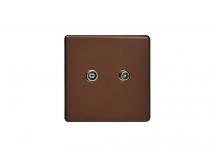 Designová zásuvka Multimediální zásuvka MEDIA SOCKET - 2-modulová TV a rádio zásuvka koaxiál - Bezšroubkový - moka, socket_XEM2RTVS_screwless_mocha