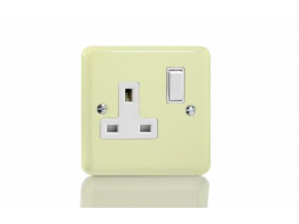 Designová zásuvka Síťová zásuvka MAINS SOCKET - 1-modulový 13A 2-pólový britská zásuvka KLASICKÉ - bílá čokoláda / bílá, XY4W.WC