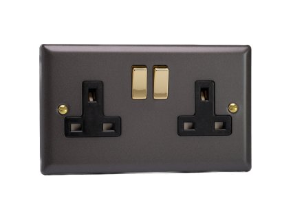 Designová zásuvka Síová zásuvka MAINS SOCKET - 2-modulový 13A 2-pólový britská zásuvka KLASICKÉ - bøidlice / mosaz, XY5VB.SL