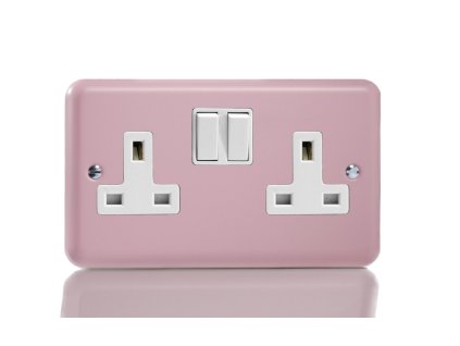 Designová zásuvka Síťová zásuvka MAINS SOCKET - 2-modulový 13A 2-pólový britská zásuvka KLASICKÉ - růžová / bílá, XY5W.RP