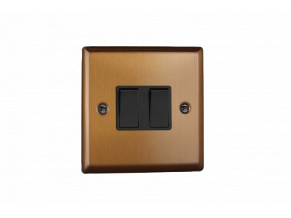 Designový vypínaè Kolébkový vypínaè ROCKER - 2-modulový køíový (è.7) 10A 1-pólový KLASICKÉ - kartáèovaný bronz / èerné kolébky, XY2B.BZ