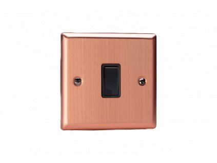 Designový vypínač Kolébkový vypínač ROCKER - 1-modulový křížový (č.7) 10A 1-pólový KLASICKÉ - kartáčovaná měď / černá kolébka, XY1B.BC